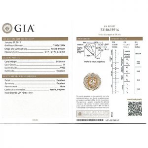 ใบเซอร์ GIA เพชรน้ำ 100 ขนาด 52 ตังค์