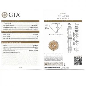 ใบเซอร์เพชรหัวใจน้ำ 100 ขนาด 54 ตังค์