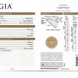 ใบเซอร์ GIA เพชรน้ำ 100 ขนาด 40 ตังค์