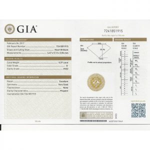 ใบเซอร์เพชรหัวใจน้ำ 100 ขนาด 37 ตังค์