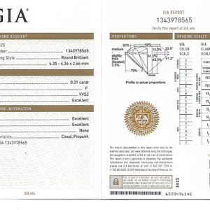 เซอร์ GIA เพชรน้ำ98 ขนาด31 ตังค์