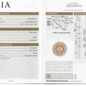 ใบเซอร์ GIA เพชรน้ำ 100 ขนาด 30 ตังค์ - 1906