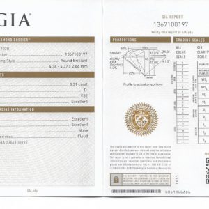 ใบเซอร์ GIA เพชรน้ำ 100 ขนาด 31 ตังค์