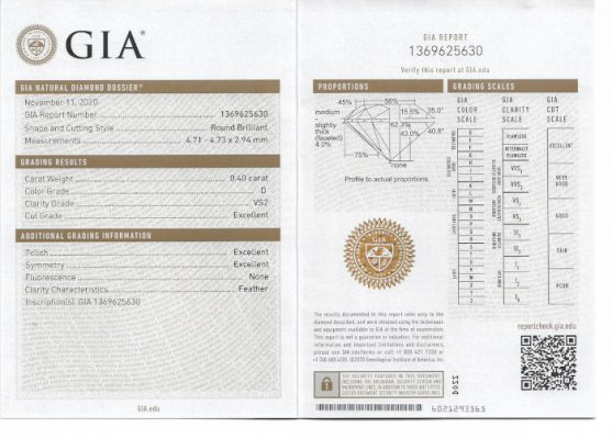 เซอร์ GIA เพชรน้ำ 100, 40 ตังค์