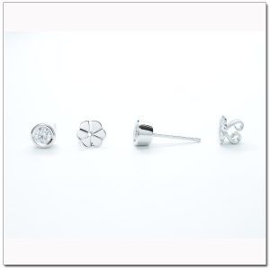 ต่างหูเพชรเม็ดเดี่ยวเพชรน้ำ 100 ฝังหุ้ม