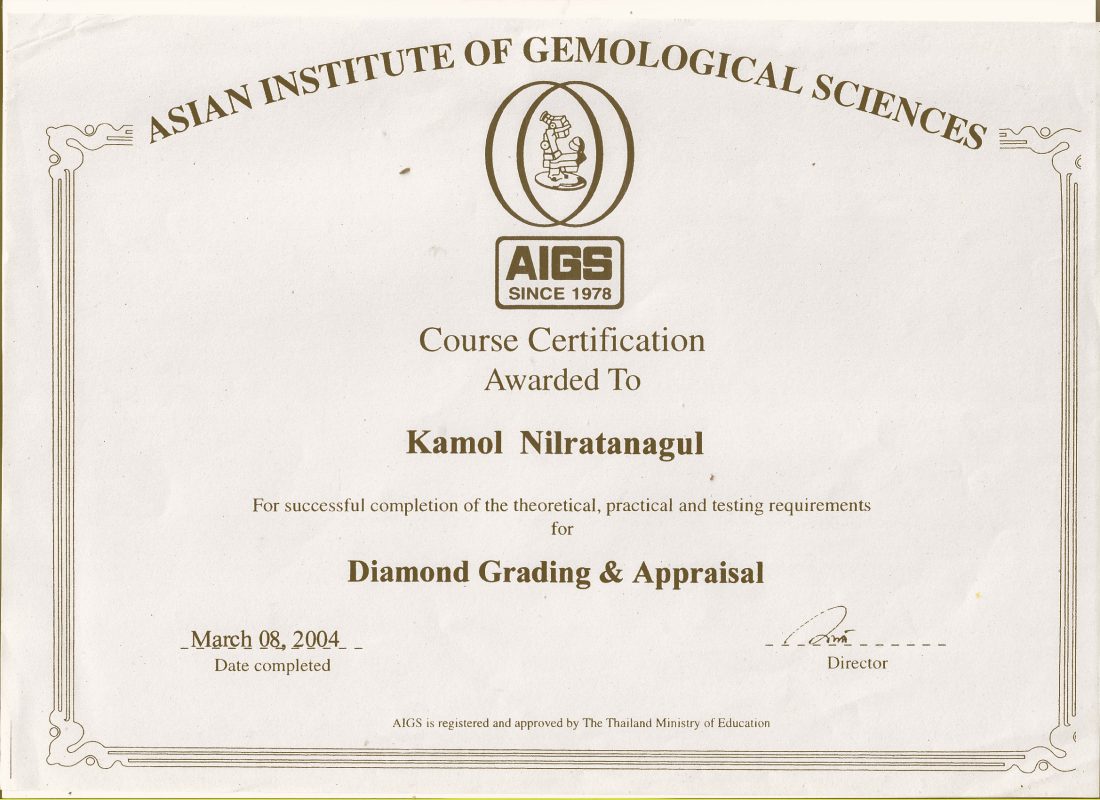 Certificate Diamond Grading AIGS
